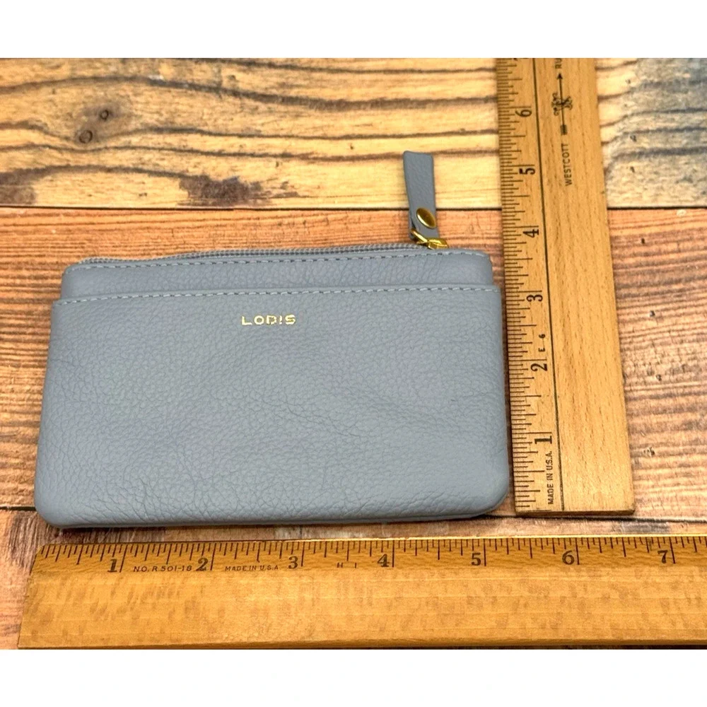 2 Pc Set Lodis Italian Leather Dustin Eiffel‎ Wristlet & Wallet RFID Powder Blue